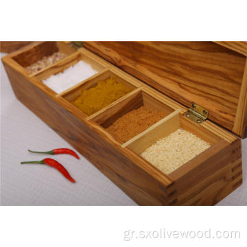 Κουτί αλατιού και μπαχαρικών από ξύλο ελιάς